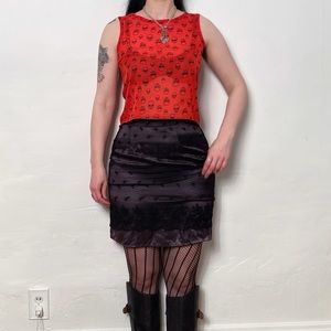 Y2K sheer skull crop tank top